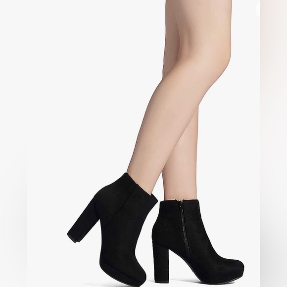 DREAM PAIRS Women’s Stomp High Heel Ankle Boots in Black - Picture 2 of 3